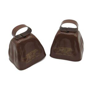 JAMBOREE USA Pair of Brown Metal COWBELLS Goat Bells from Wheeling West Virginia